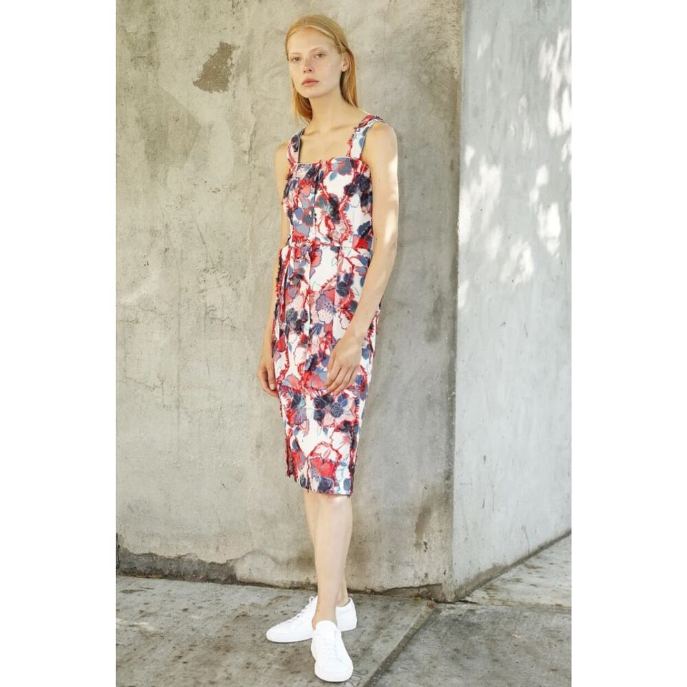 BECKEN NEW YORK Textured Floral Midi Pocket Tank Dress Net-A-Porter 6 $550